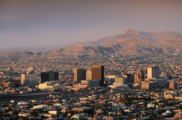 Major cities in the mountains and basins region of texas